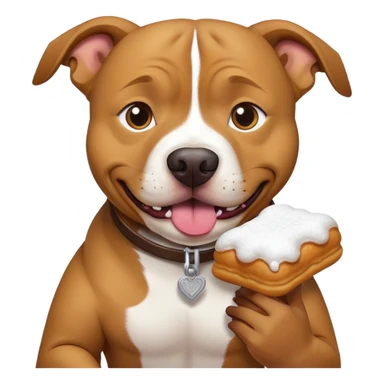 pitbull eating a beignet ￼ sticker