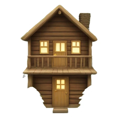 cozy wooden cabin with trees sticker