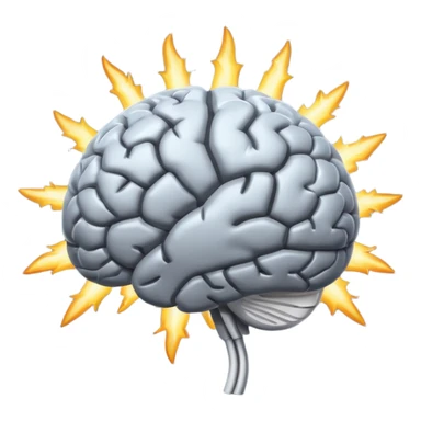 cartoon brain with a spark, representing a new idea sticker