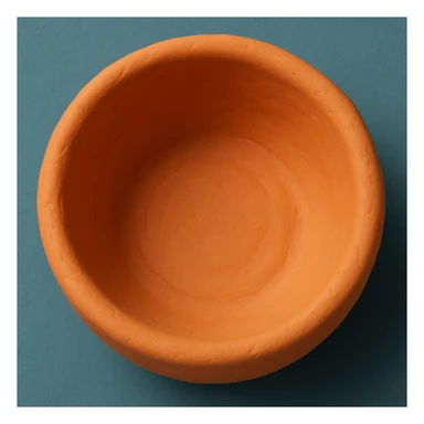 Make the bottom of the clay bowl lower and the bowl deeper, keeping the same top-down emoji style and clay material. sticker