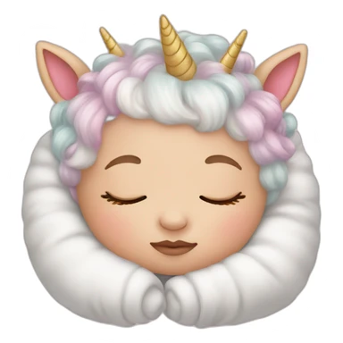 Sleeping white Newborn with unicorn headband sticker