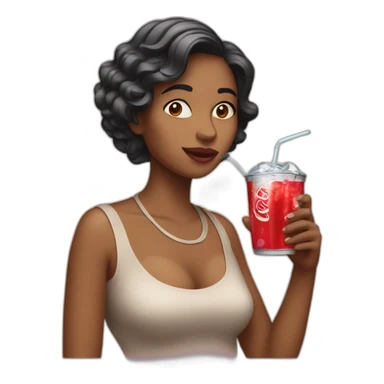 Woman who drink a soda sticker