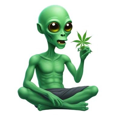 Alien smoking weed sticker