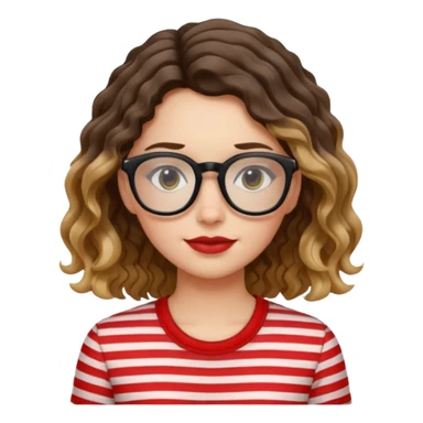 niña con pelo ondulado con una polera de tiras rojas y lentes negros  sticker