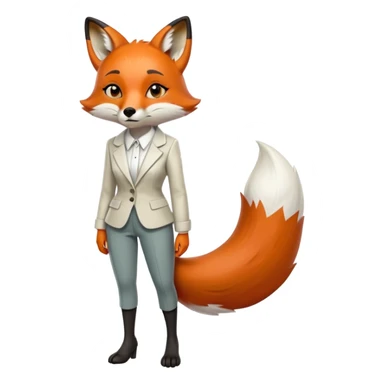 sad anthropomorphised female fox in stylish outfit, no sunglasses, very sad and crying, looking to the left, full-body view sticker