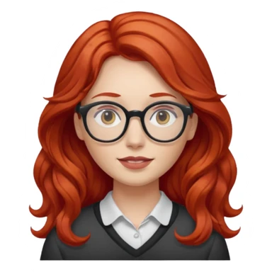 Peli roja rojo fuerte , con lentes pelo ondulado largo sticker