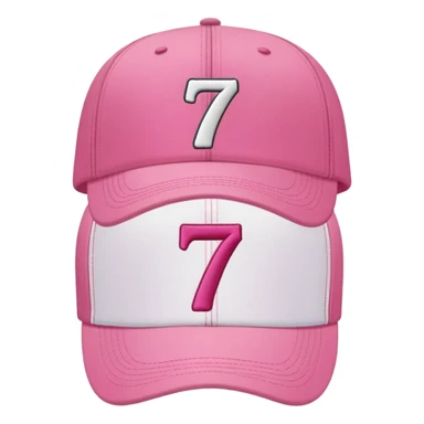 pink cap with number “7” on it sticker