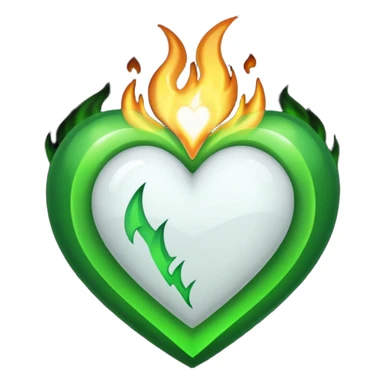 White heart twitch green flames on the background sticker