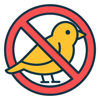 a bird with a red prohibition sign over it, clearly indicating no birds allowed sticker