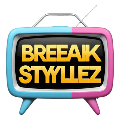 un gif texte qui défile  "BREAKSTYLEZ TV"  change de couleur sur fond noir sticker
