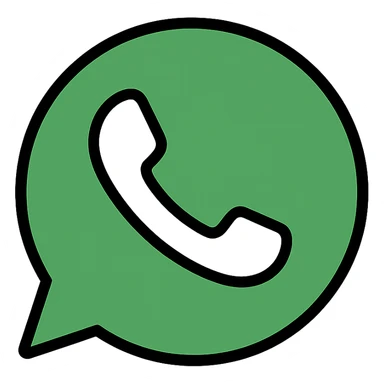 circular WhatsApp logo, flat design, green background, white phone symbol sticker