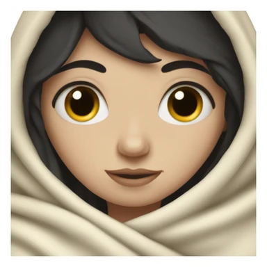 Pale  girl with dark hair cozy in a blanket sticker