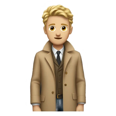 White Young man with a tan detective coat in a car sticker