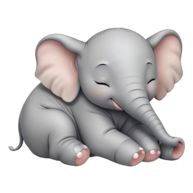 Meme-Worthy Cute Sleeping Baby Elephant Portrait Emoji, Head resting peacefully with a contented smile, showcasing a delightfully tiny build and a luxuriously soft gray hide, eyes shut in a serene, restful nap, Simplified yet hilariously adorable features, highly detailed, glowing with a soft, drowsy light, high shine, relaxed and utterly lovable, stylized with an air of playful laziness, bright and heartwarming, soft glowing outline, capturing the essence of a comically sleepy baby elephant, so meme-worthy it feels like it could instantly become the next viral sensation of adorable slumber! sticker