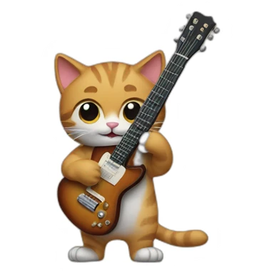 cat playing a guitar sticker