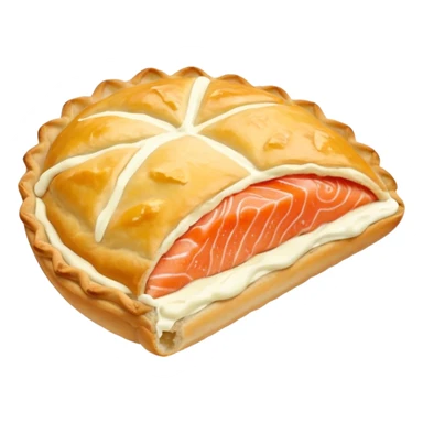 Karelian pasty with cream on top finnish with cream on top and salmon and lemon sticker