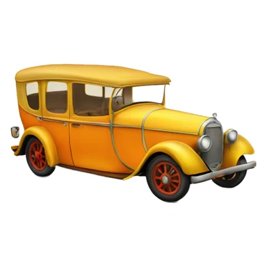 very old car resembling first ever car in yellow-orange color sticker