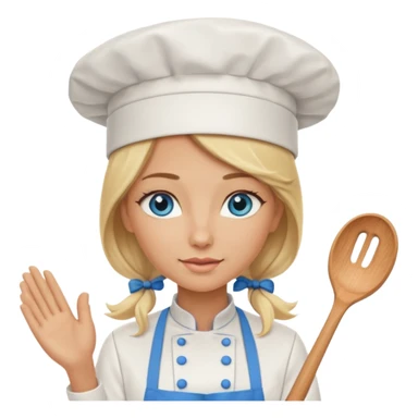 Long Blonde hair blue eyed female chef sticker