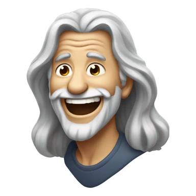 Laughing emoji old grey long hair  sticker