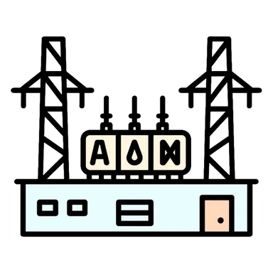 electrical substation with power lines and transformers sticker