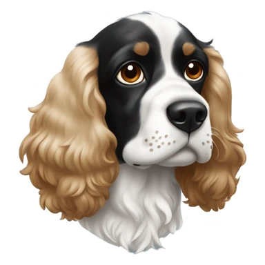 black and white cocker spaniel with nose spots sticker