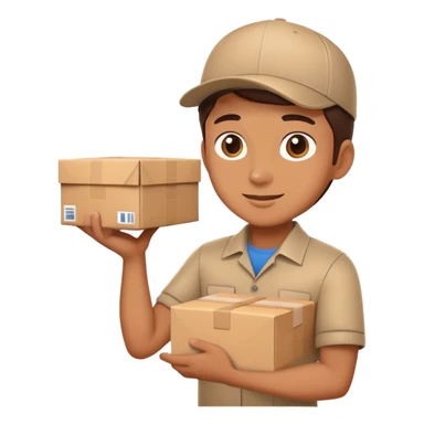 delivery person with package sticker