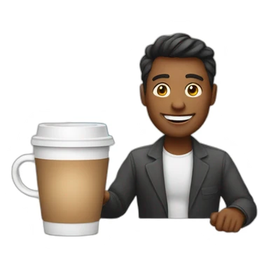 happy developer with a big cup of coffee sticker