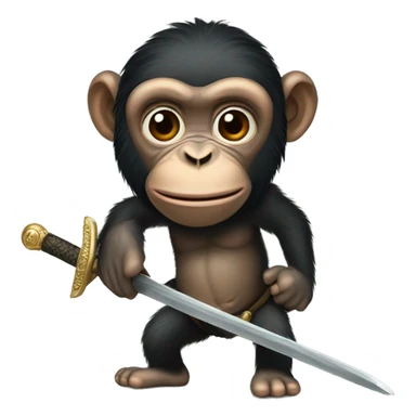 Chimpanzee with a sword sticker