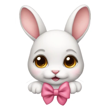 Baby bunny with coquette bow on ear sticker