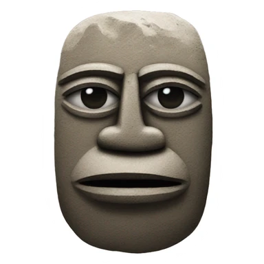 Stone idol from Easter Island with a poker face sticker