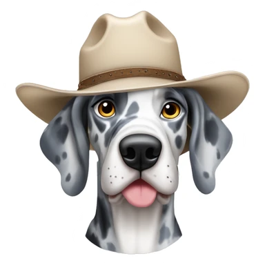 Blue Merle Great Dane wearing a cowboy hat  sticker