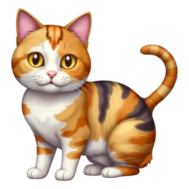 full body colourful light patched calico tabby cat with hazel eyes playing sticker