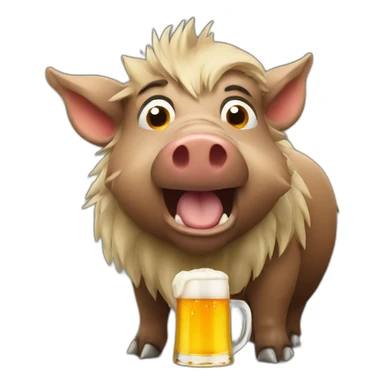 Boar with beer sticker