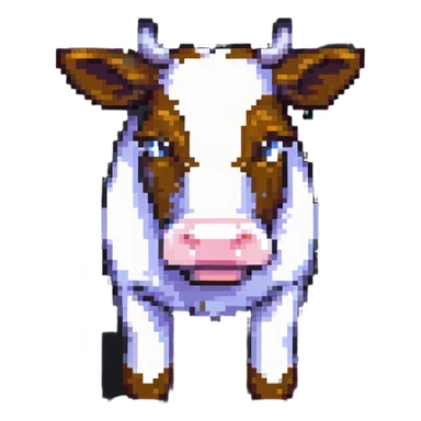 extremely blocky ultra-minimal pixel art Minecraft cow emoji with only 2 or 3 large square pixels, abstract and simple sticker