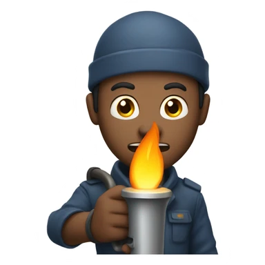 a guy holding torch in hand and scare sticker