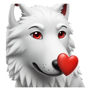 white wolf holing red heart sticker