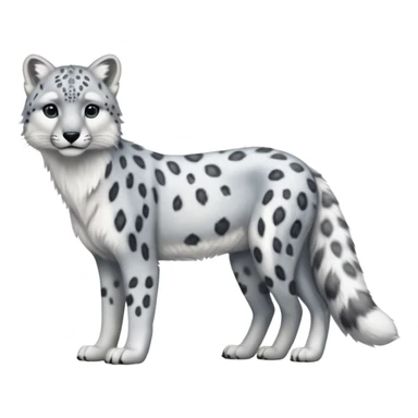 Hyper-realistic furry soft smooth elegant Snow-leopard-Arctic-wolf-arctic-fox-fusion-hybrid-animal-creature, full body sticker