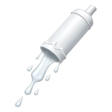 individual white glue white drops falling and dripping down out of a tube, all white sticker