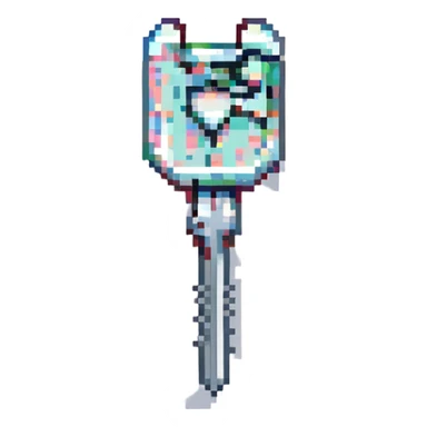 realistic lockpick in Minecraft style, blocky, pixelated, metallic sticker