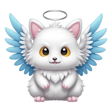 White furry cute kawaii winged Fakémon-creature (full body) sticker