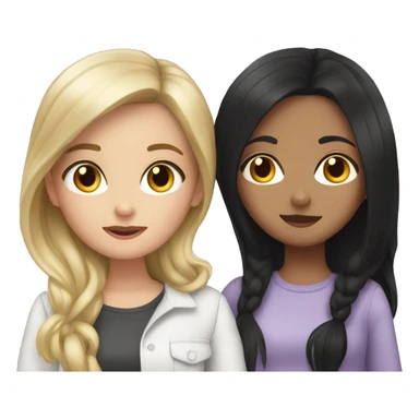 two girls white girls with black hair kissing  sticker