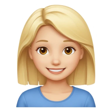 blonde girl with a smile sticker