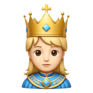 
cute chess king character icon, royal king crown, cross detail on top, 3D cartoon, glossy material, soft shadow, mobile game icon style, centered, clean background, no text, no watermark
 sticker
