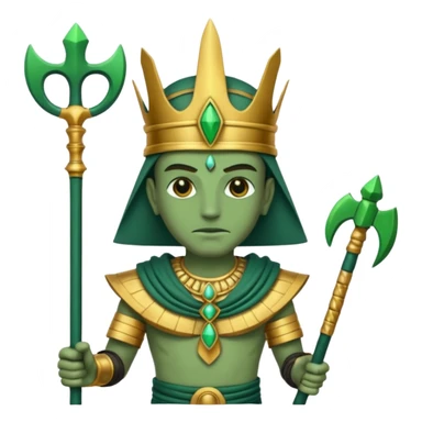 Ancient Egyptian god Osiris with green skin, Atef crown, and holding sticker