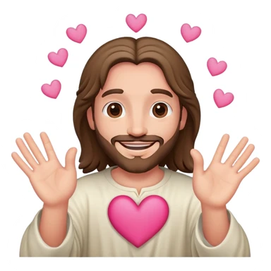 Happy Jesus forming a pink heart with fingers sticker