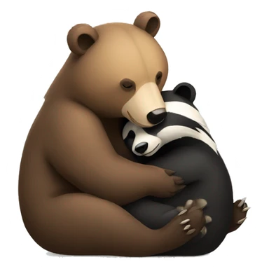 Bear and badger cuddling sticker