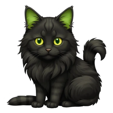 main coon black cat with green yellowish eyes full body sticker