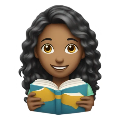 smiling girl with book sticker