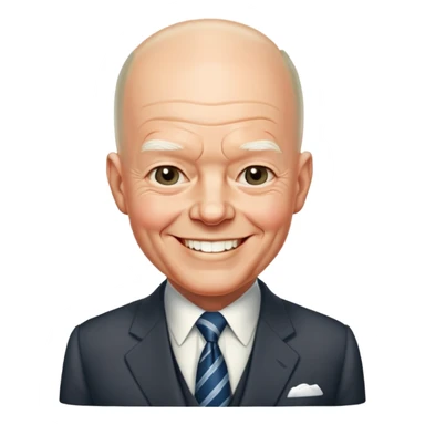 President Dwight D. Eisenhower with his characteristic smile and bald head, wearing a suit and tie sticker