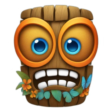 Tiki with colors blue and orange-butterfly-tornado-fun-love sticker